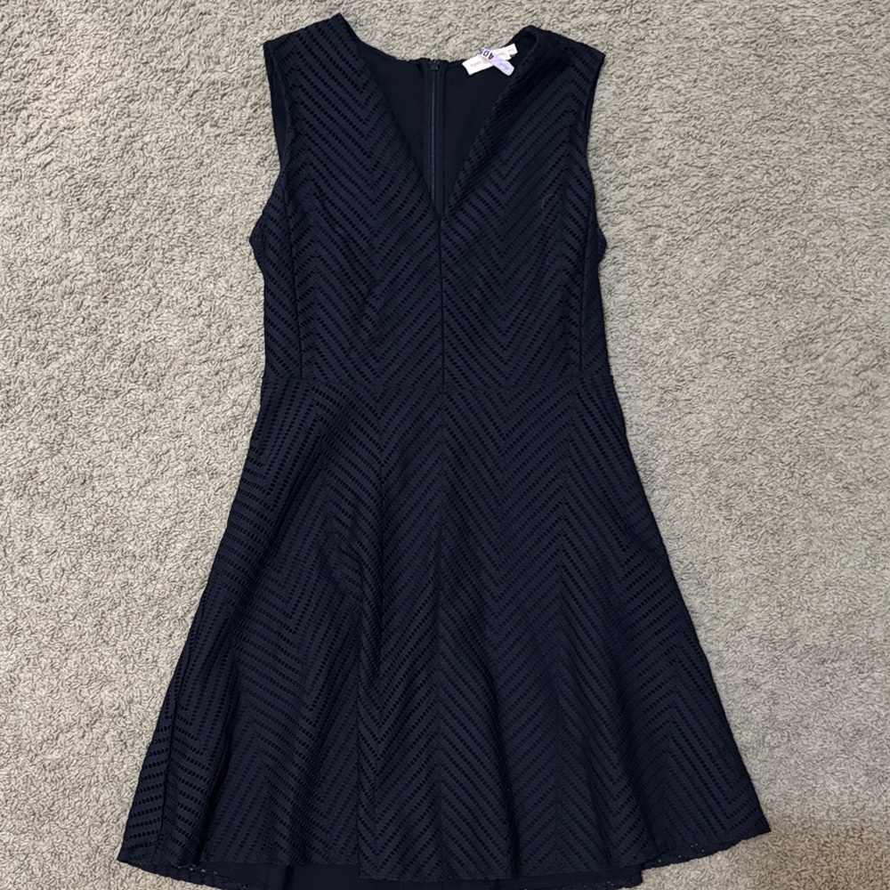 Tory Burch Black Chevron Fit-and-Flare Mini Dress